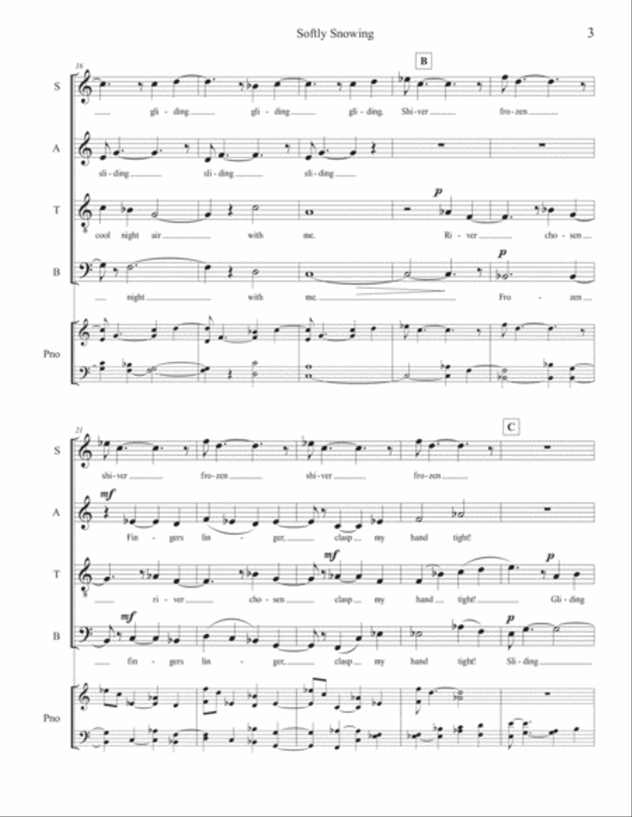 Evening Frost - #5 of a song cycle for SATB a cappella chorus by Chicago area composer, Douglas Lieb 4-Part scores gallery preview page 5