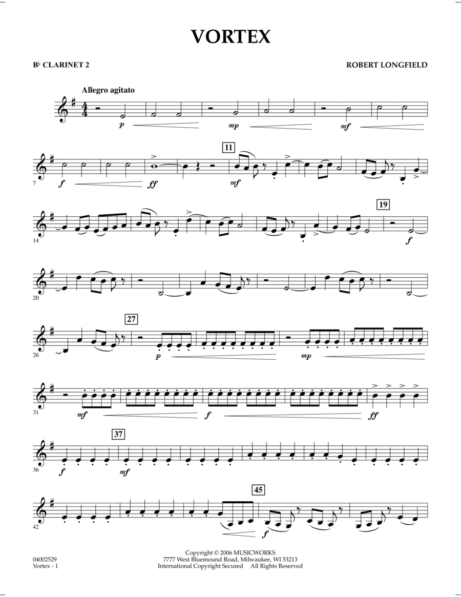Vortex - Bb Clarinet 2 Vortex - Bb Clarinet 2 B-Flat Clarinet scores gallery preview page 1