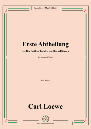 Book cover for Loewe-Erste Abtheilung,in f minor,from Des Bettlers Tochter von Bednall Green