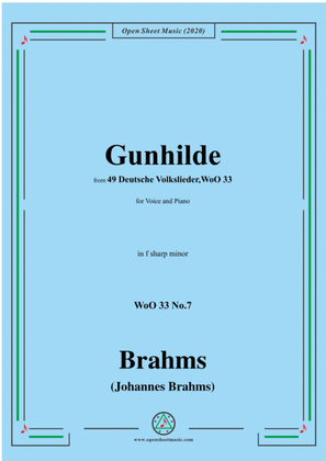 Book cover for Brahms-Gunhilde,WoO 33 No.7,in f sharp minor,for Voice&Piano