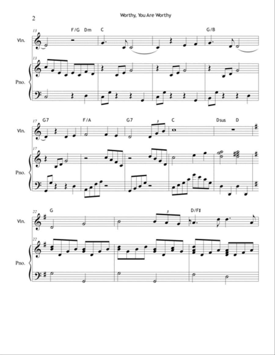 Worthy, You Are Worthy Violin Solo scores gallery preview page 2