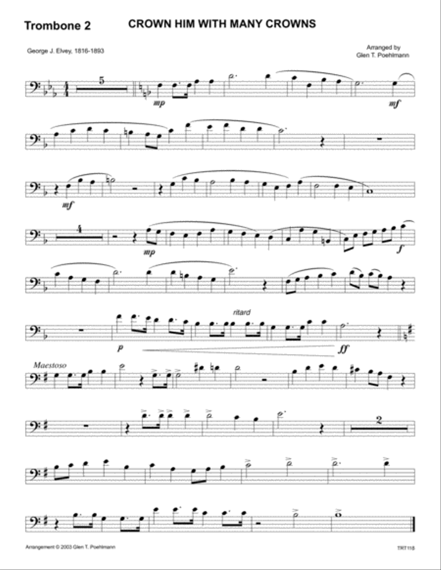 CROWN HIM WITH MANY CROWNS - TROMBONE TRIO with Piano Accompaniment Trombone Trio scores gallery preview page 5