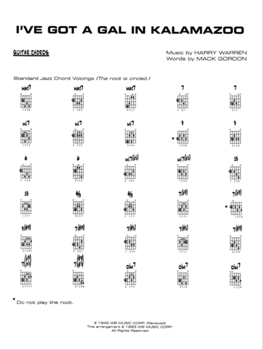 I've Got a Gal in Kalamazoo: Guitar Chords Jazz Ensemble scores gallery preview page 1