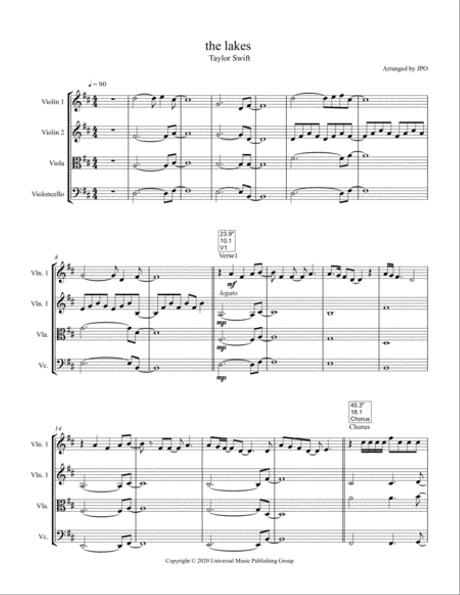 The Lakes String Quartet scores gallery preview page 1