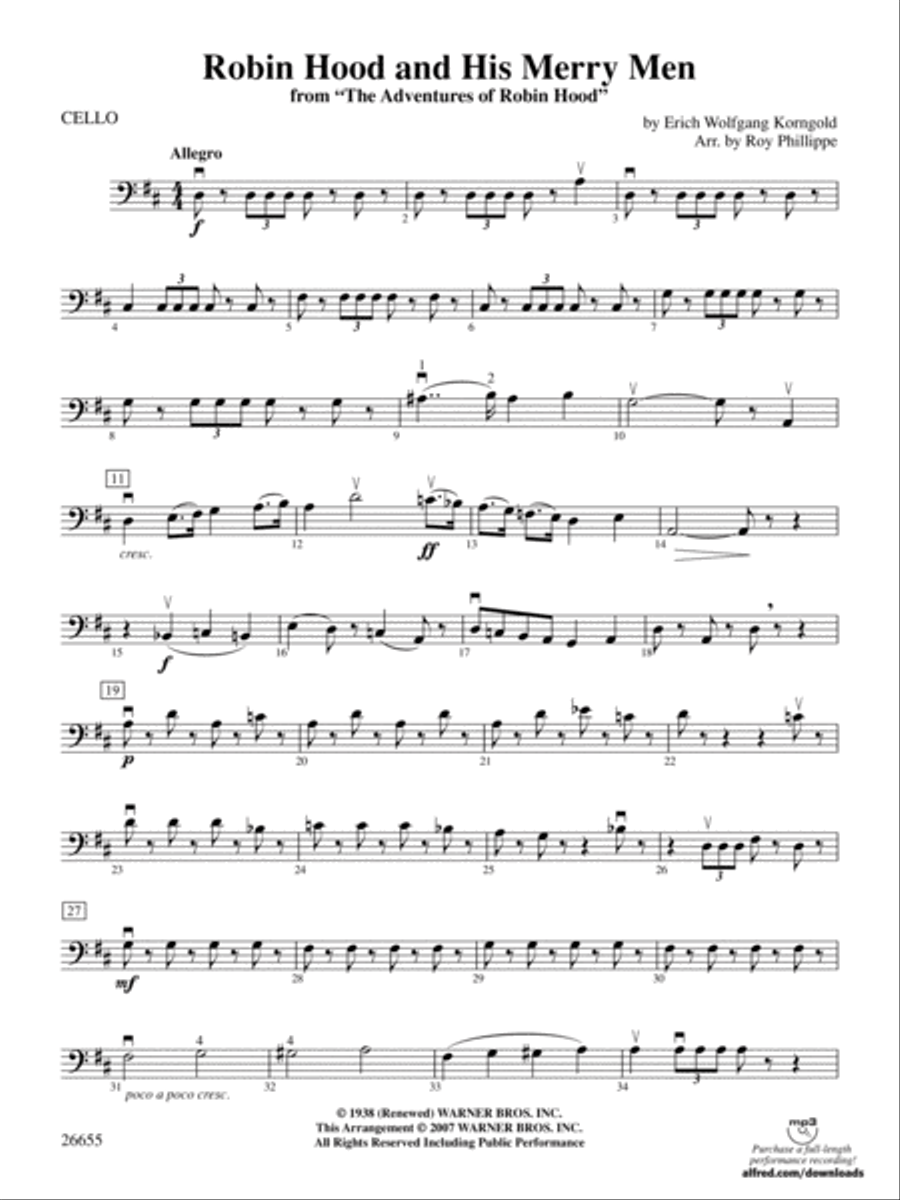 Robin Hood and His Merry Men: Cello Full Orchestra scores gallery preview page 1