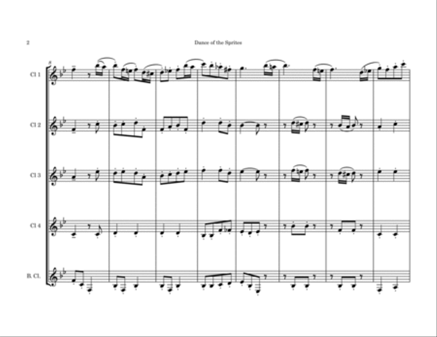 Dance of the Sprites Clarinet Quintet scores gallery preview page 2