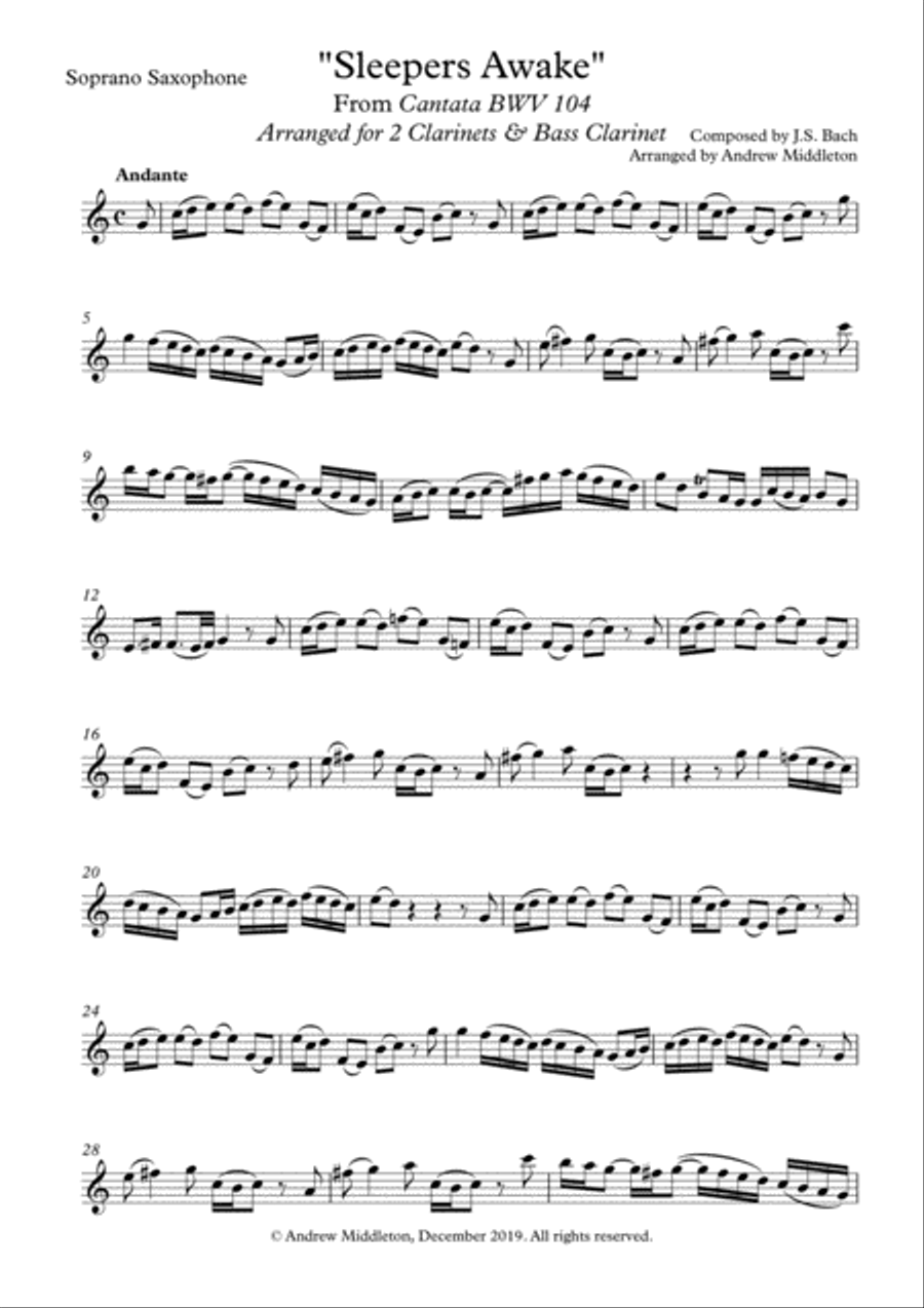 Sleepers Awake arrange for Saxophone Trio Woodwind Trio scores gallery preview page 5