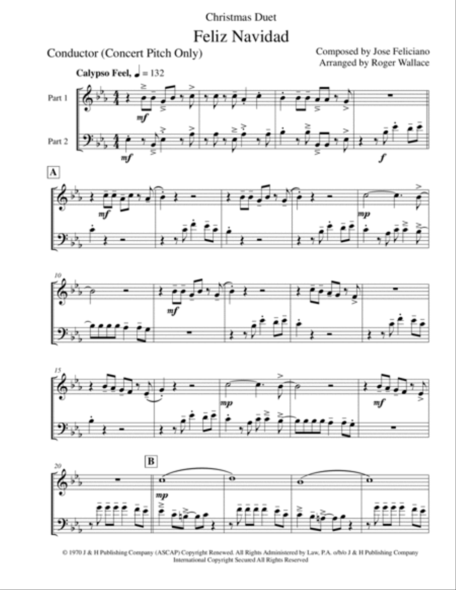 Feliz Navidad Brass Duet scores gallery preview page 2