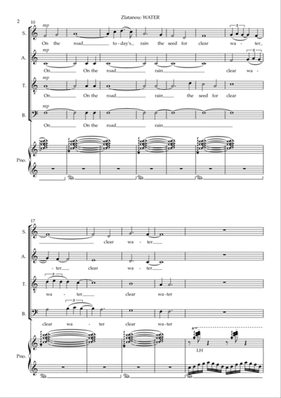 WATER for SATB choir and piano 4-Part scores gallery preview page 4