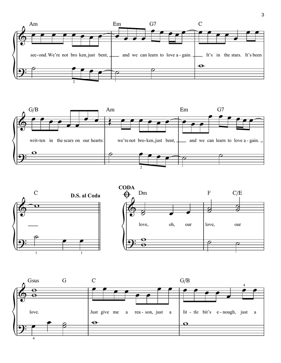 Just Give Me A Reason Easy Piano scores gallery preview page 3