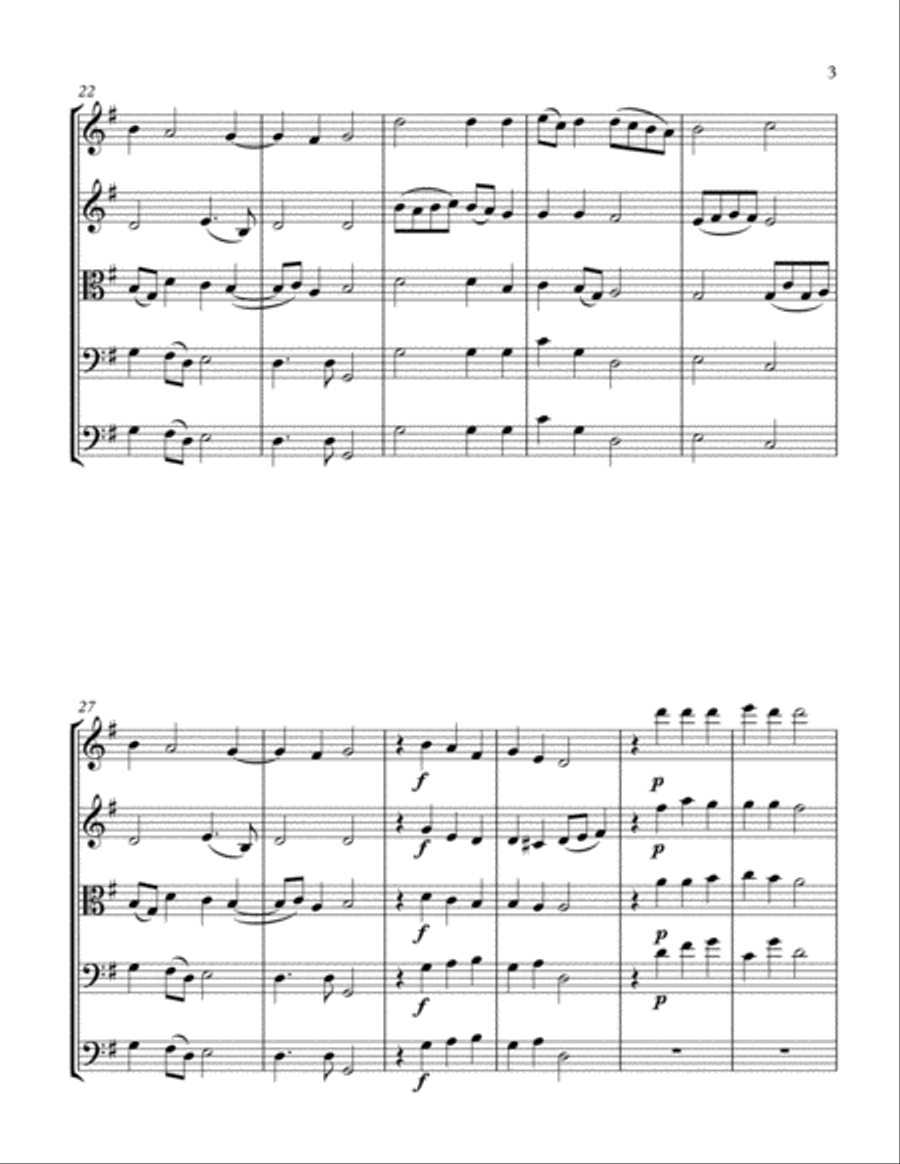 Lo, How a Rose E'er Blooming (String Quintet) String Orchestra scores gallery preview page 3