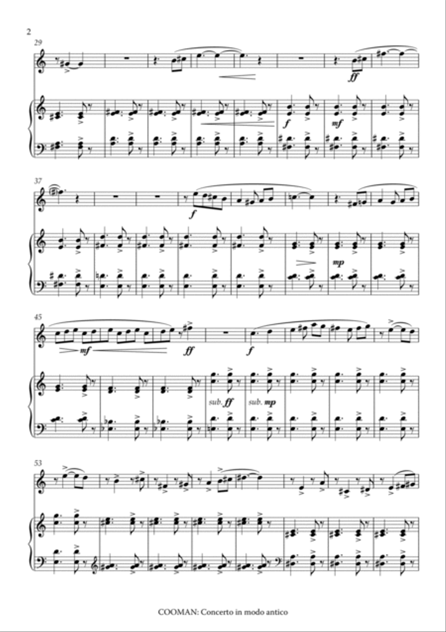 Carson Cooman : Concerto in modo antico (2011) for recorder (soprano or tenor) and strings, piano re Recorder scores gallery preview page 2