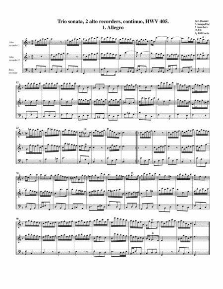 Trio sonata HWV 405 (arrangement for 3 recorders)