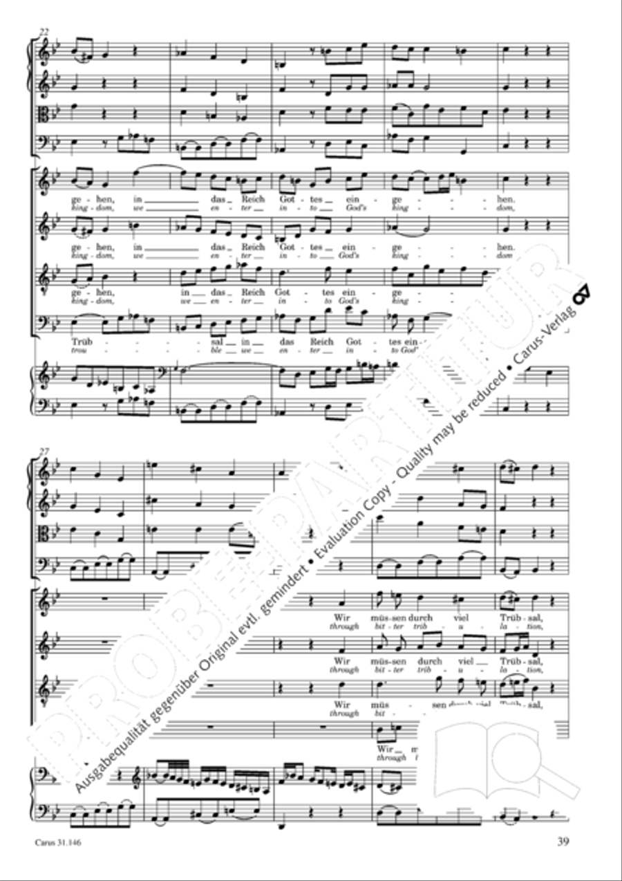 Through bitter tribulation we enter into God's kingdom (Wir mussen durch viel Trubsal in das Reich Gottes eingehen) 4-Part scores gallery preview page 40