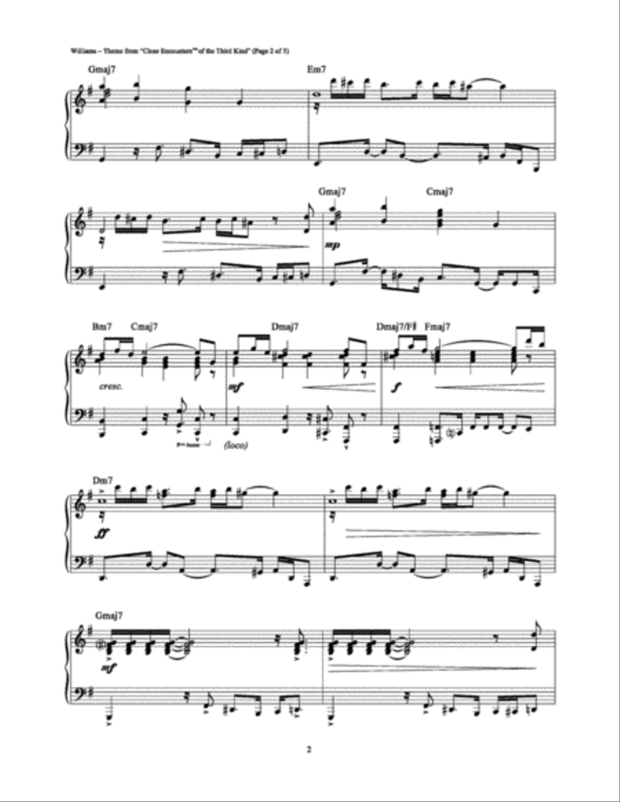 Close Encounters of the Third Kind (theme) Piano Solo scores gallery preview page 2