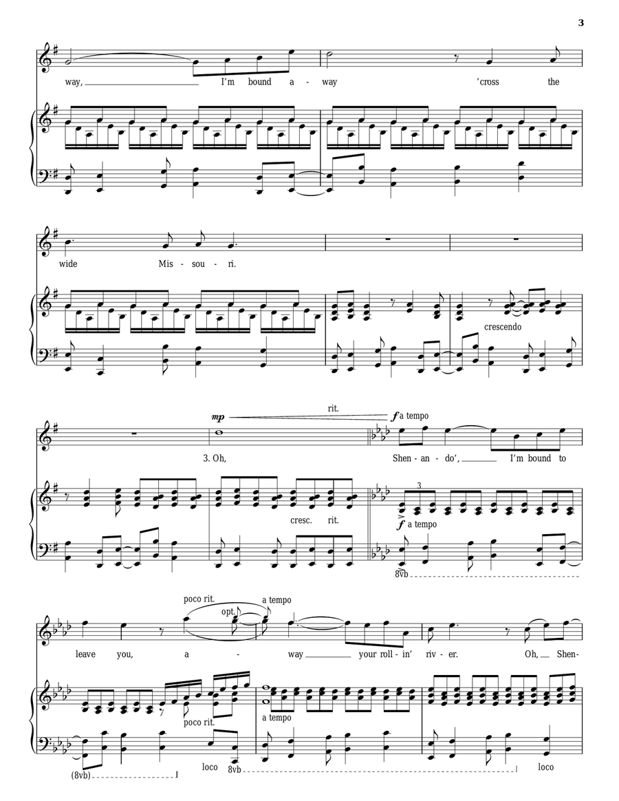 Shenandoah Piano, Vocal scores gallery preview page 3