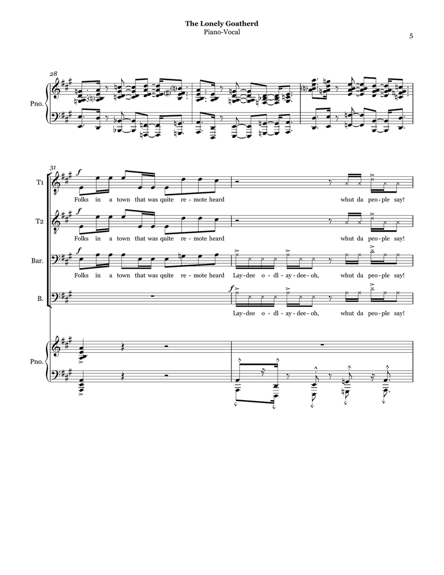 The Lonely Goatherd from the Sound of Music TTBB scores gallery preview page 5