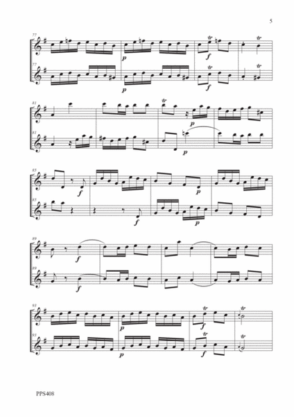 J.J. QUANTZ: DUETTO IN G MAJOR OPUS 2 No. 1 for 2 flutes or violins