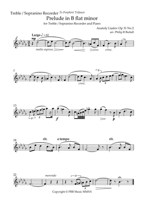 Prelude in B flat minor (Lyadov) - [Treble or Sopranino Recorder]