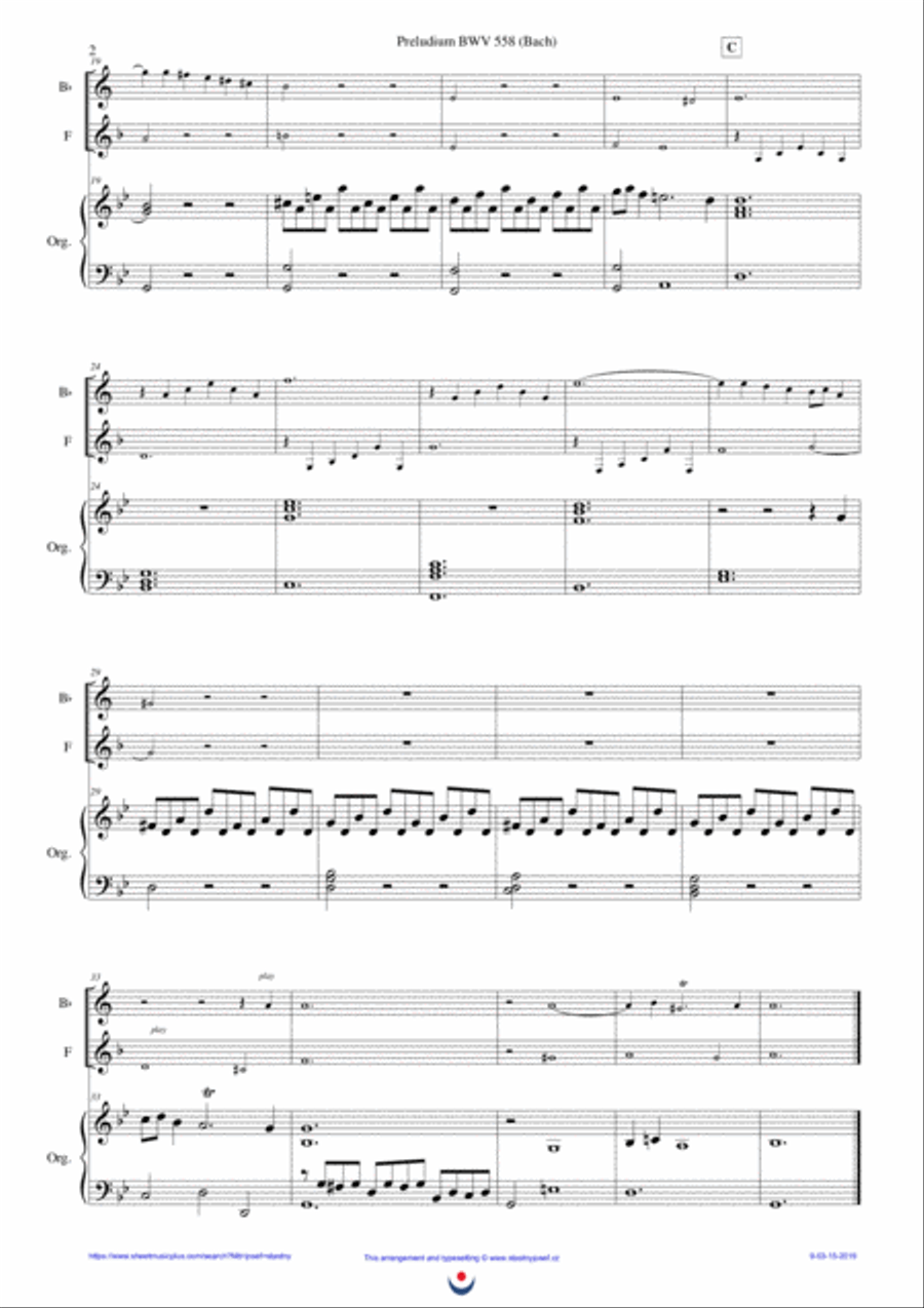 Preludium (Bach, BWV 558) Large Ensemble scores gallery preview page 2