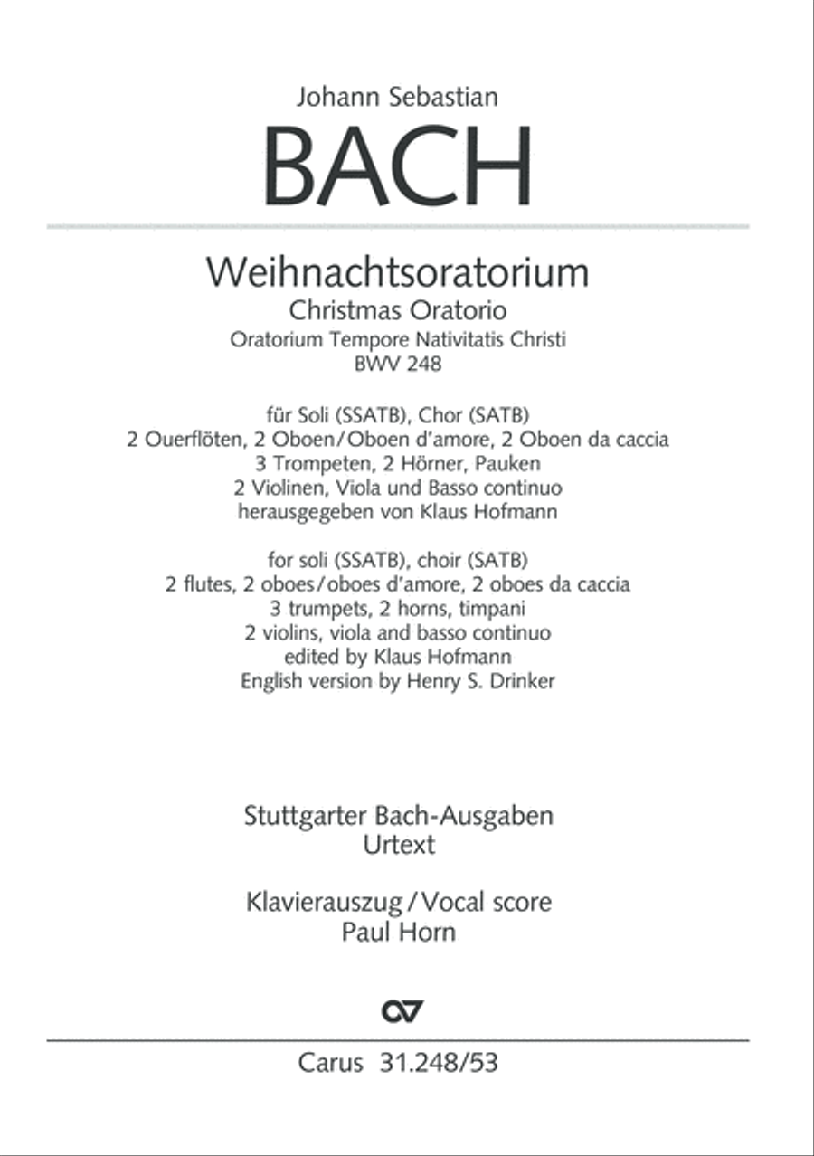 Christmas Oratorio, Parts I-VI (Weihnachtsoratorium, Teile I-VI) Voice scores gallery preview page 2