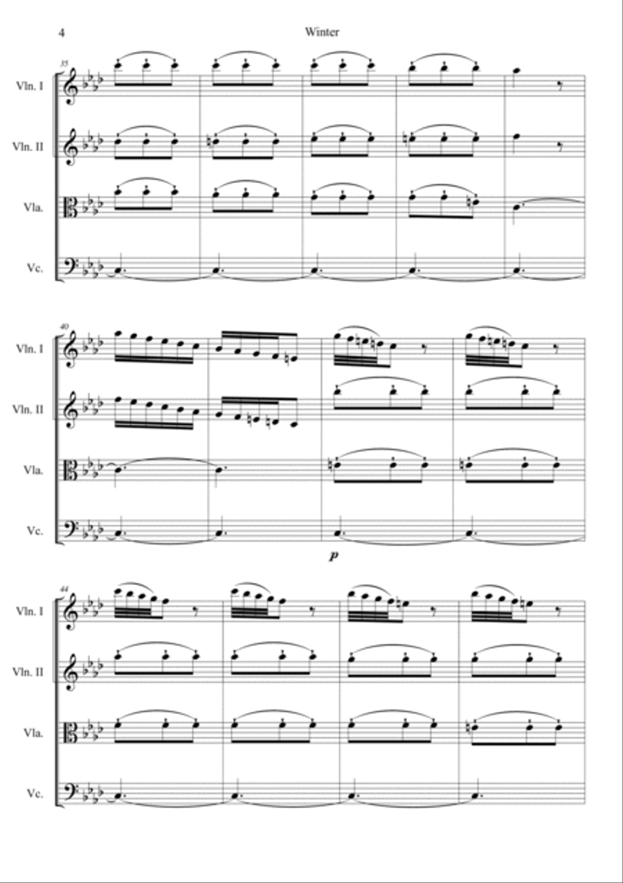 The Four Seasons: Winter 3rd Movement String Quartet scores gallery preview page 4