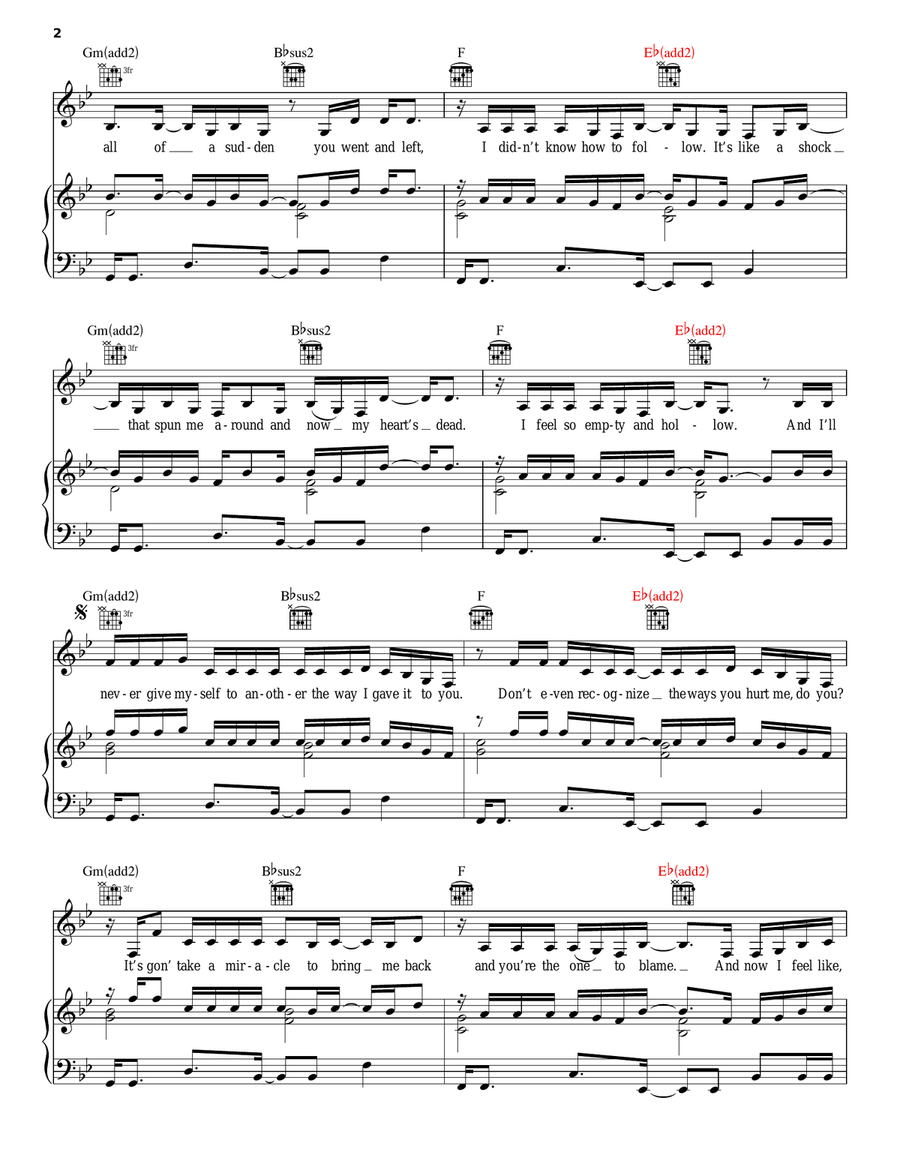 Rehab Piano, Vocal, Guitar scores gallery preview page 2