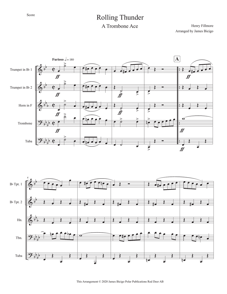Rolling Thunder - A Trombone Ace Brass Ensemble scores gallery preview page 1
