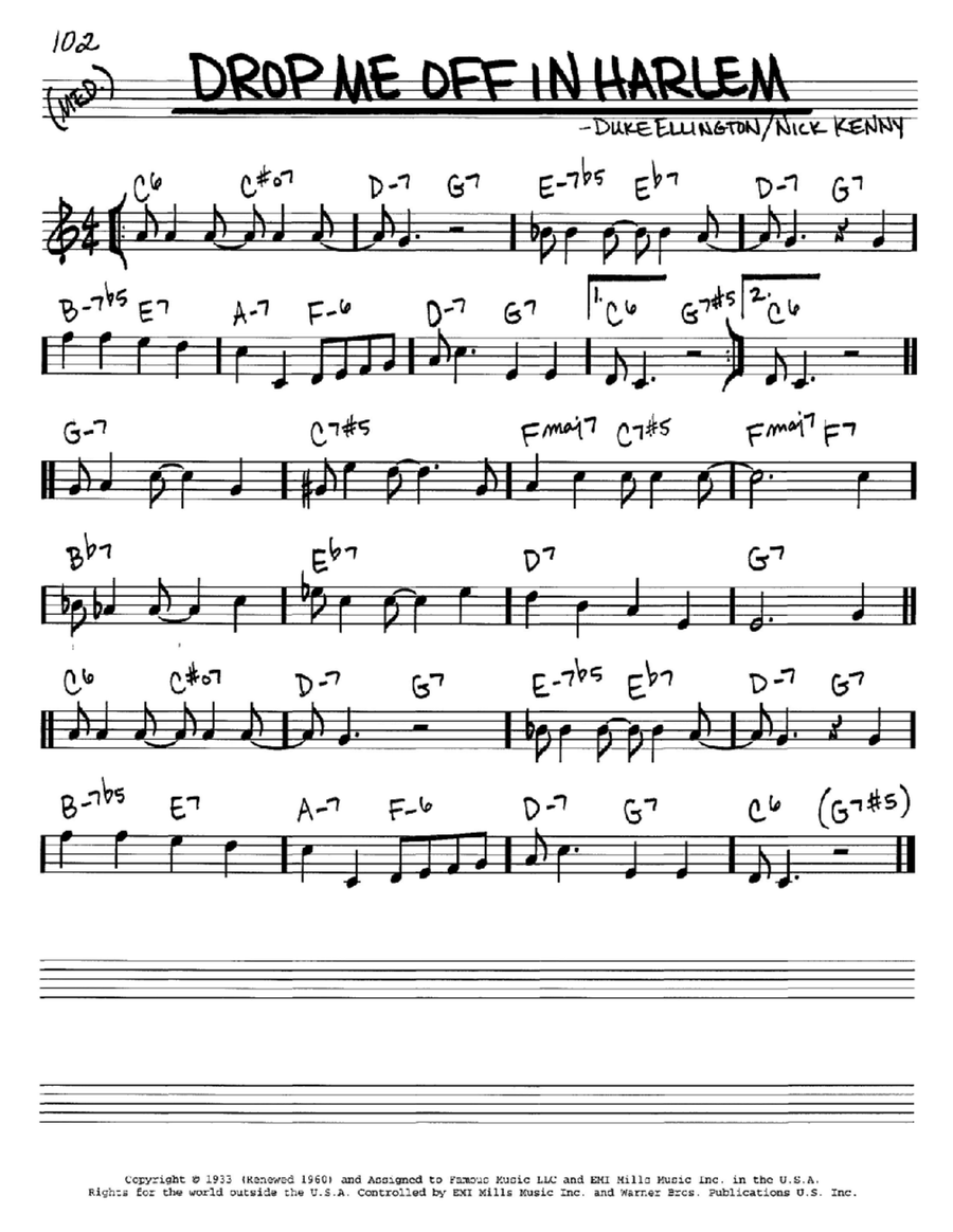 Drop Me Off In Harlem C Instrument scores gallery preview page 1