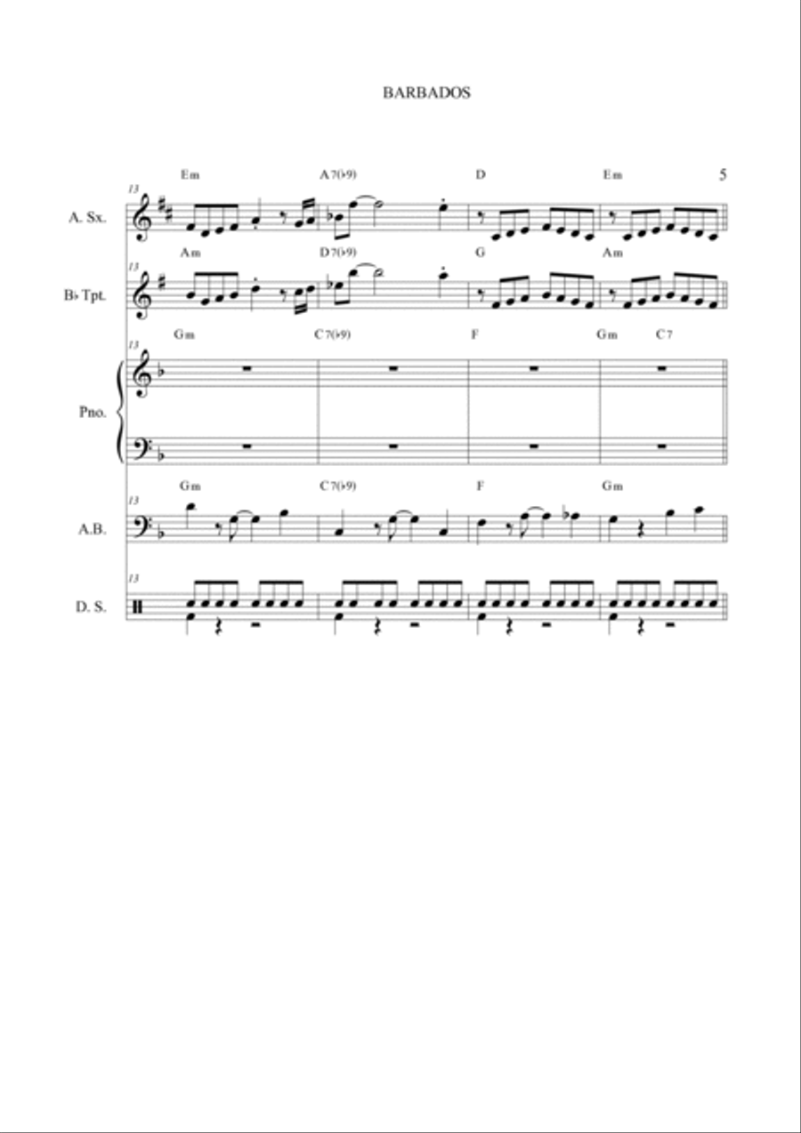 Barbados Barbados Jazz Ensemble scores gallery preview page 5