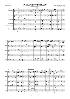Pickaninny Lullaby for Brass Quartet