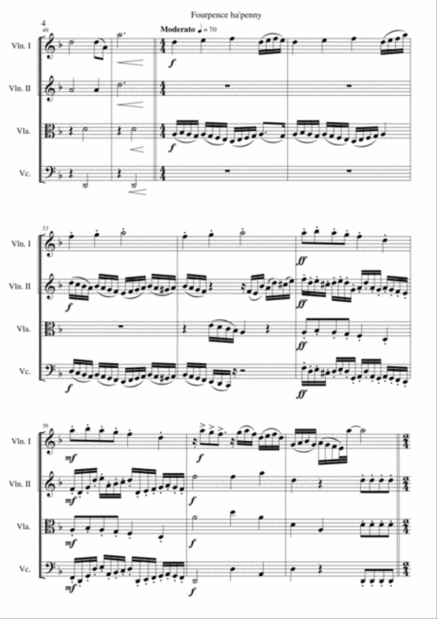 Fourpence ha'penny or Variations on Frère Jacques for string quartet String Quartet scores gallery preview page 4