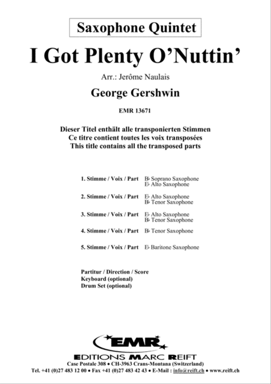 I Got Plenty O' Nuttin' Saxophone Quintet scores gallery preview page 2