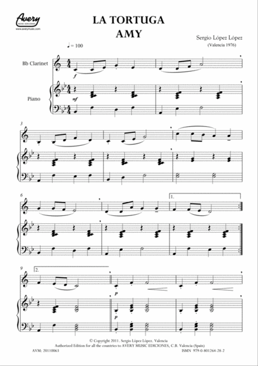 La Tortuga Amy Clarinet Solo scores gallery preview page 2