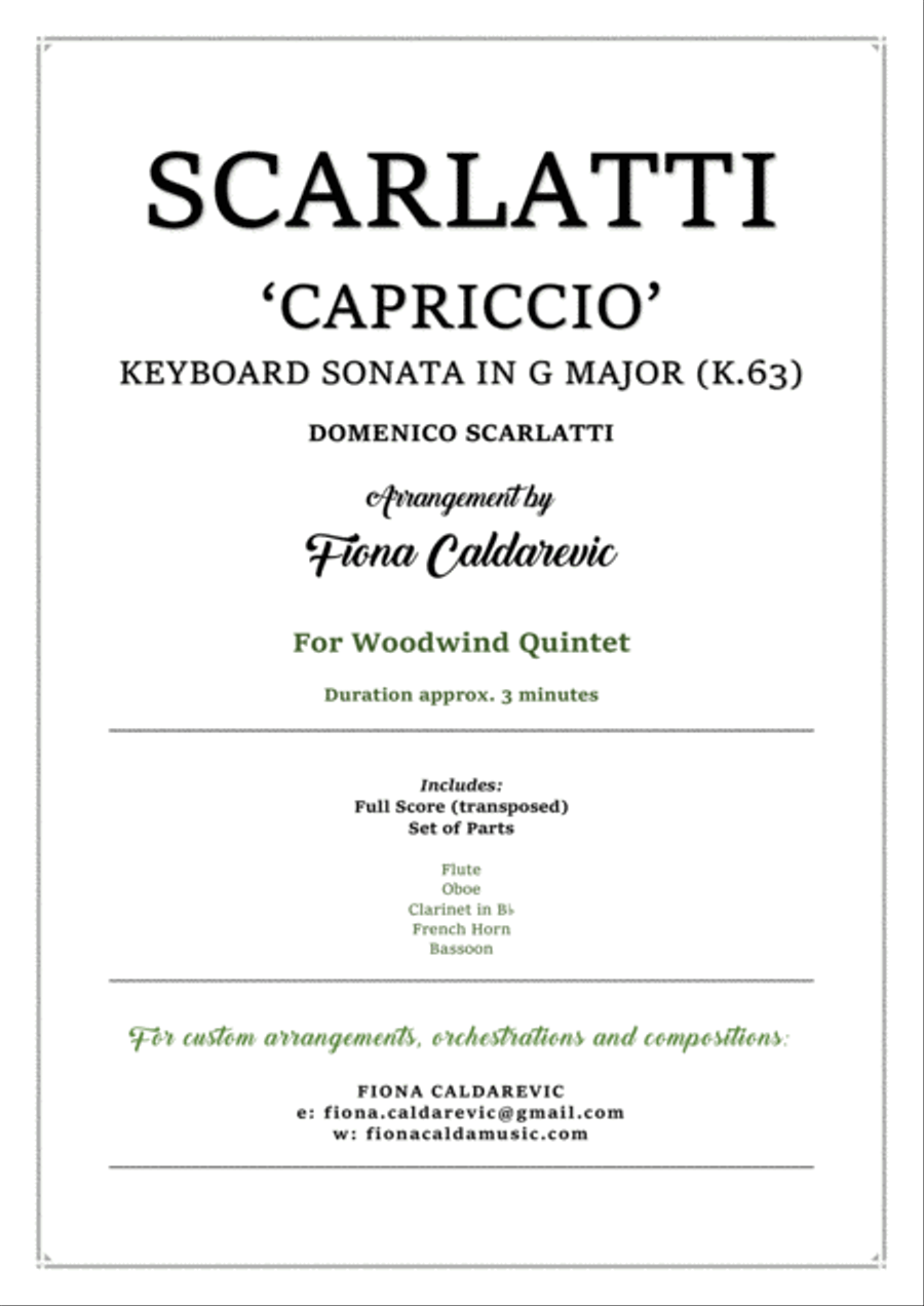 Scarlatti Capriccio arranged for Woodwind Quintet Woodwind Quintet scores gallery preview page 1