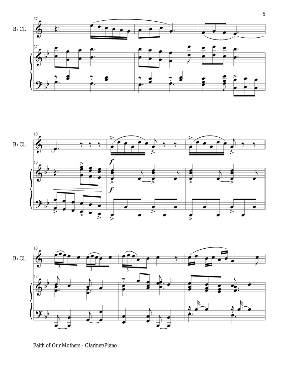 FAITH OF OUR MOTHERS (Duet – Bb Clarinet and Piano/Score and Part) Woodwind Duet scores gallery preview page 6