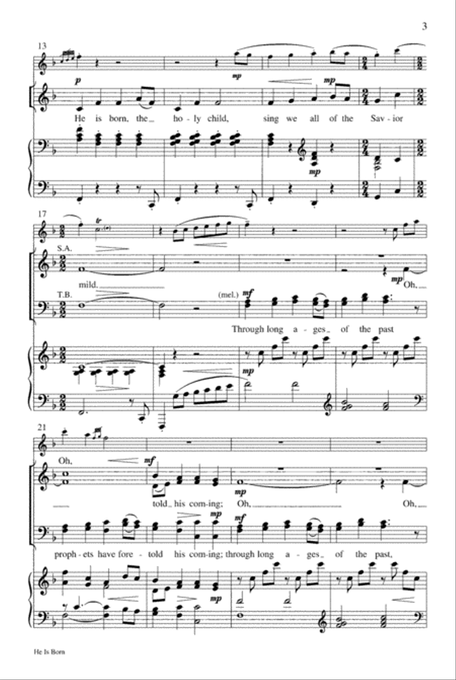 He Is Born 4-Part scores gallery preview page 3