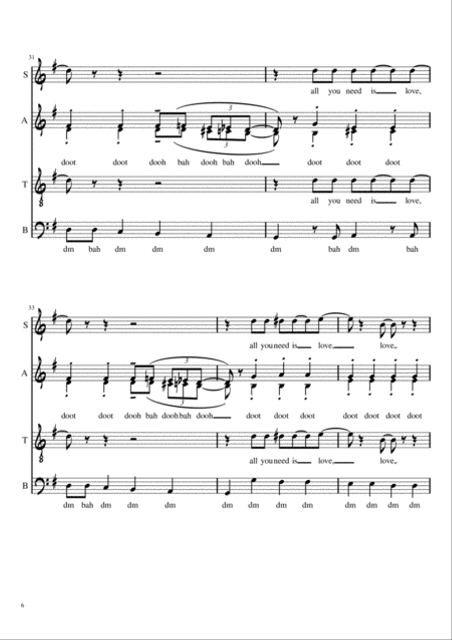 All You Need Is Love A Cappella scores gallery preview page 6
