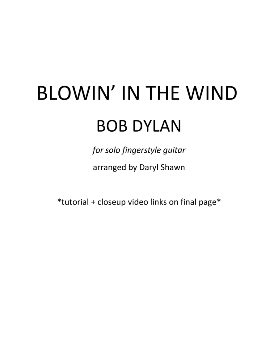 Blowin' In The Wind Blowin' In The Wind Guitar Tablature scores gallery preview page 1