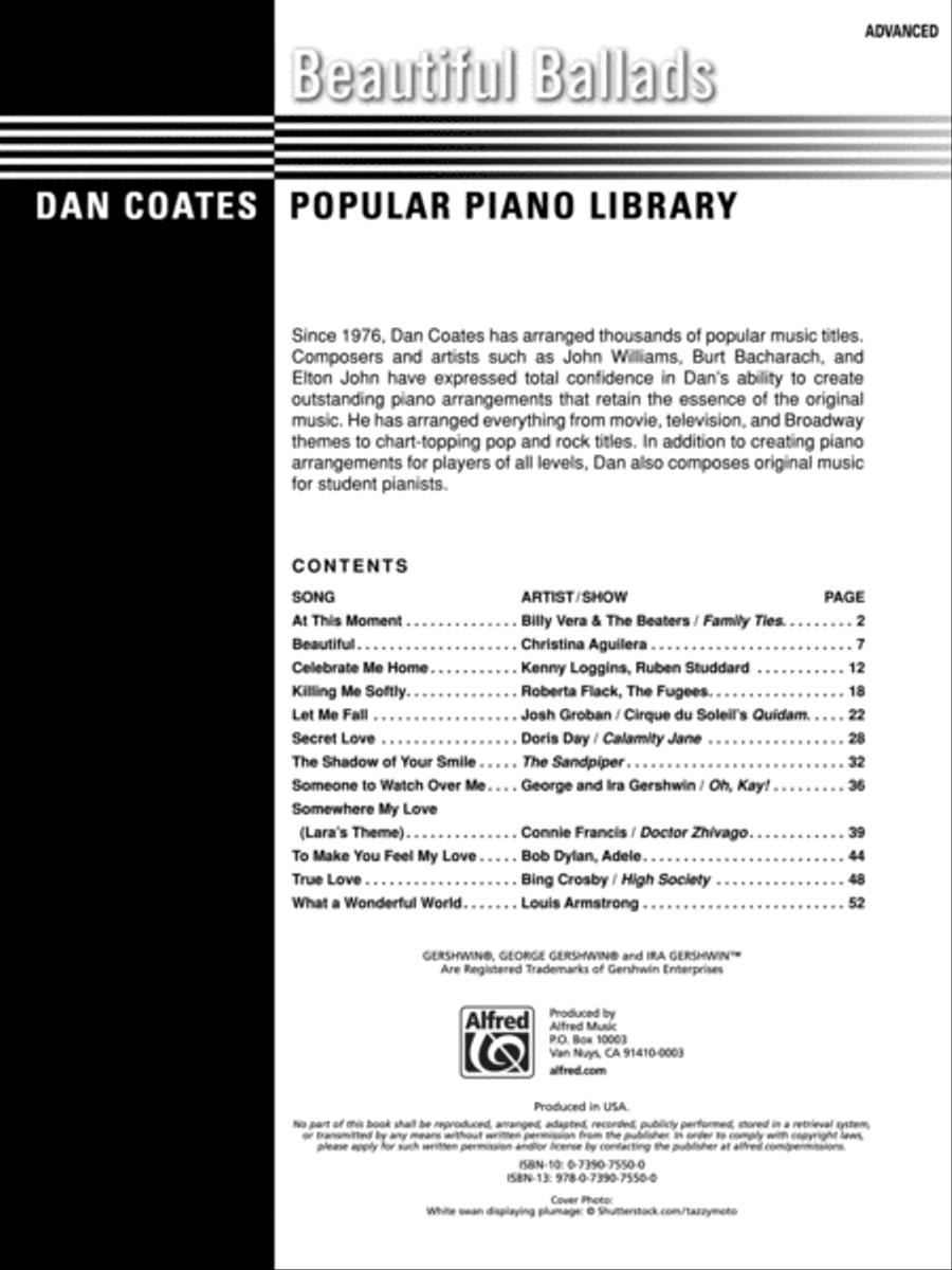 Dan Coates Popular Piano Library -- Beautiful Ballads