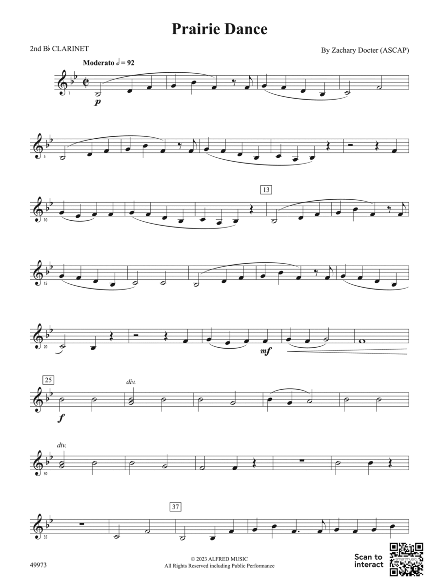 Prairie Dance: 2nd B-flat Clarinet Concert Band scores gallery preview page 1