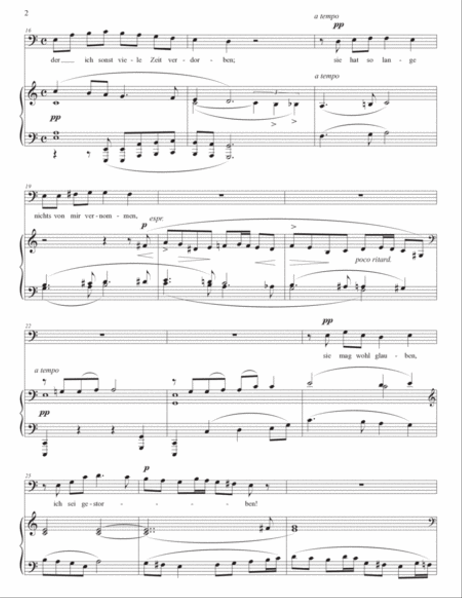 MAHLER: Ich bin der Welt abhanden gekommen (transposed to C major, bass clef) Voice scores gallery preview page 3