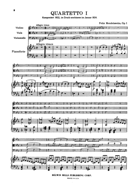 Piano Quartet, Op. 1