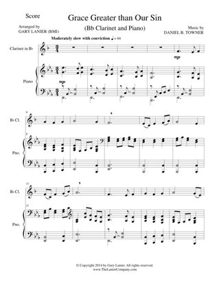 GRACE GREATER THAN OUR SIN (Bb Clarinet/Piano and Clarinet Part)