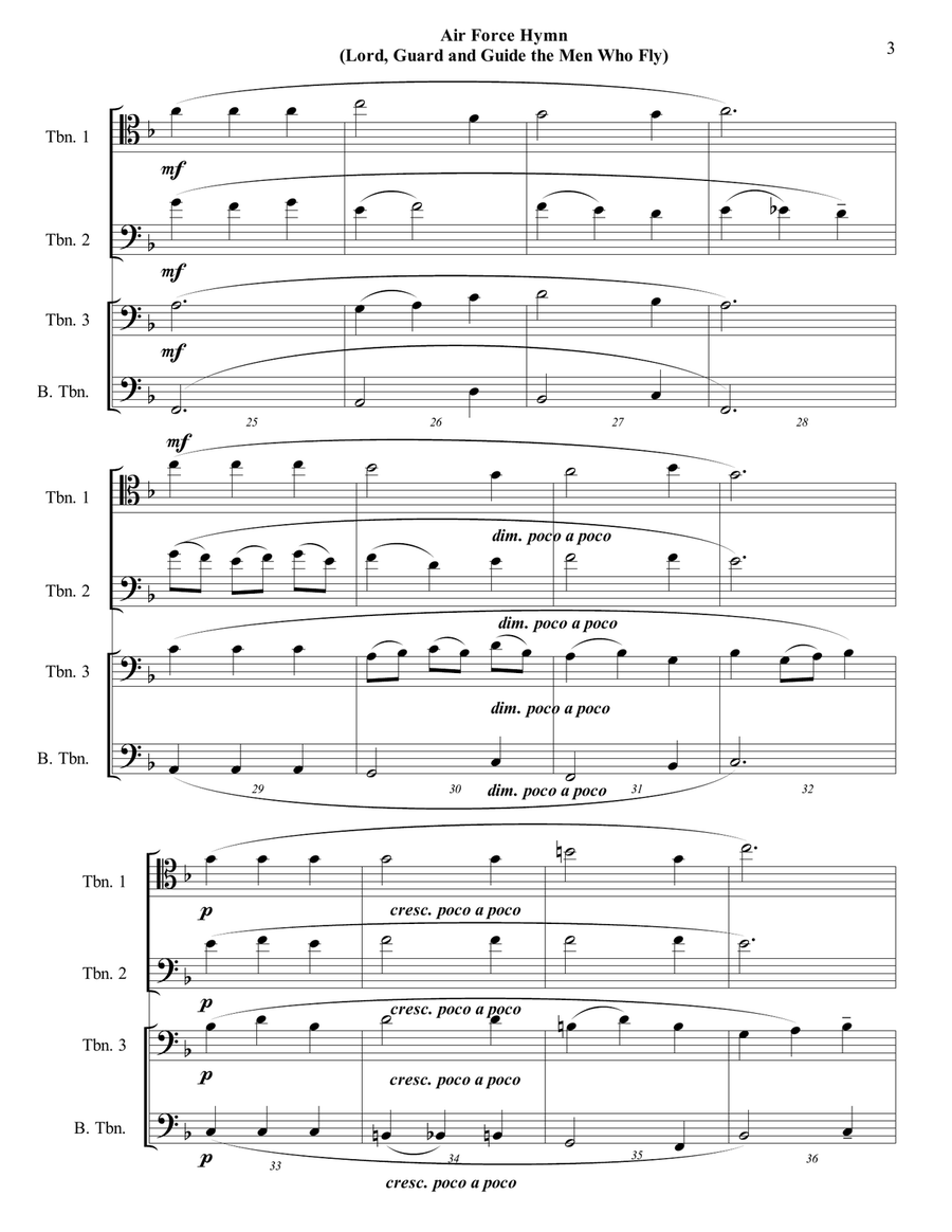 Air Force Hymn ("Lord, Guard and Guide") - Trombone Choir or Quartet - Advanced Intermediate image number null