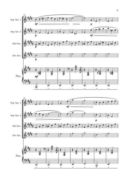 Gymnopédie no 1 | Saxophone Quartet | Original Key| Piano accompaniment |Easy intermediate image number null
