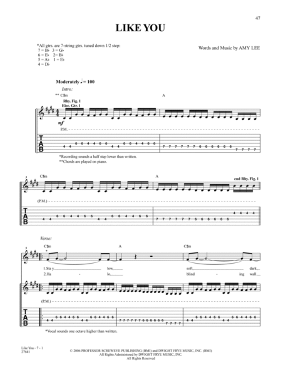 Like You Guitar Tablature scores gallery preview page 1
