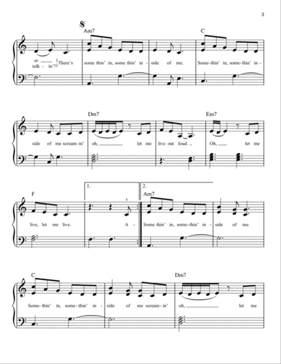 Let Me Live (from A Wrinkle In Time) Easy Piano scores gallery preview page 3