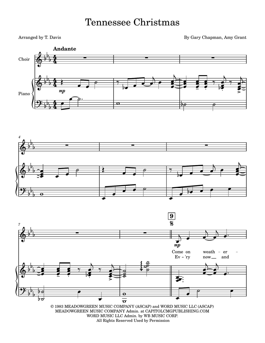 Tennessee Christmas Unison Choir scores gallery preview page 1