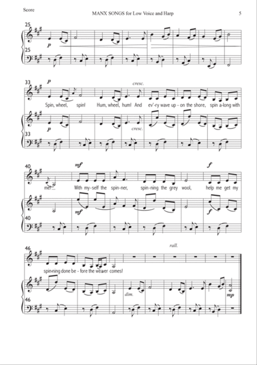 MANX SONGS for LOW VOICE & HARP (or pianoforte) Harp scores gallery preview page 5